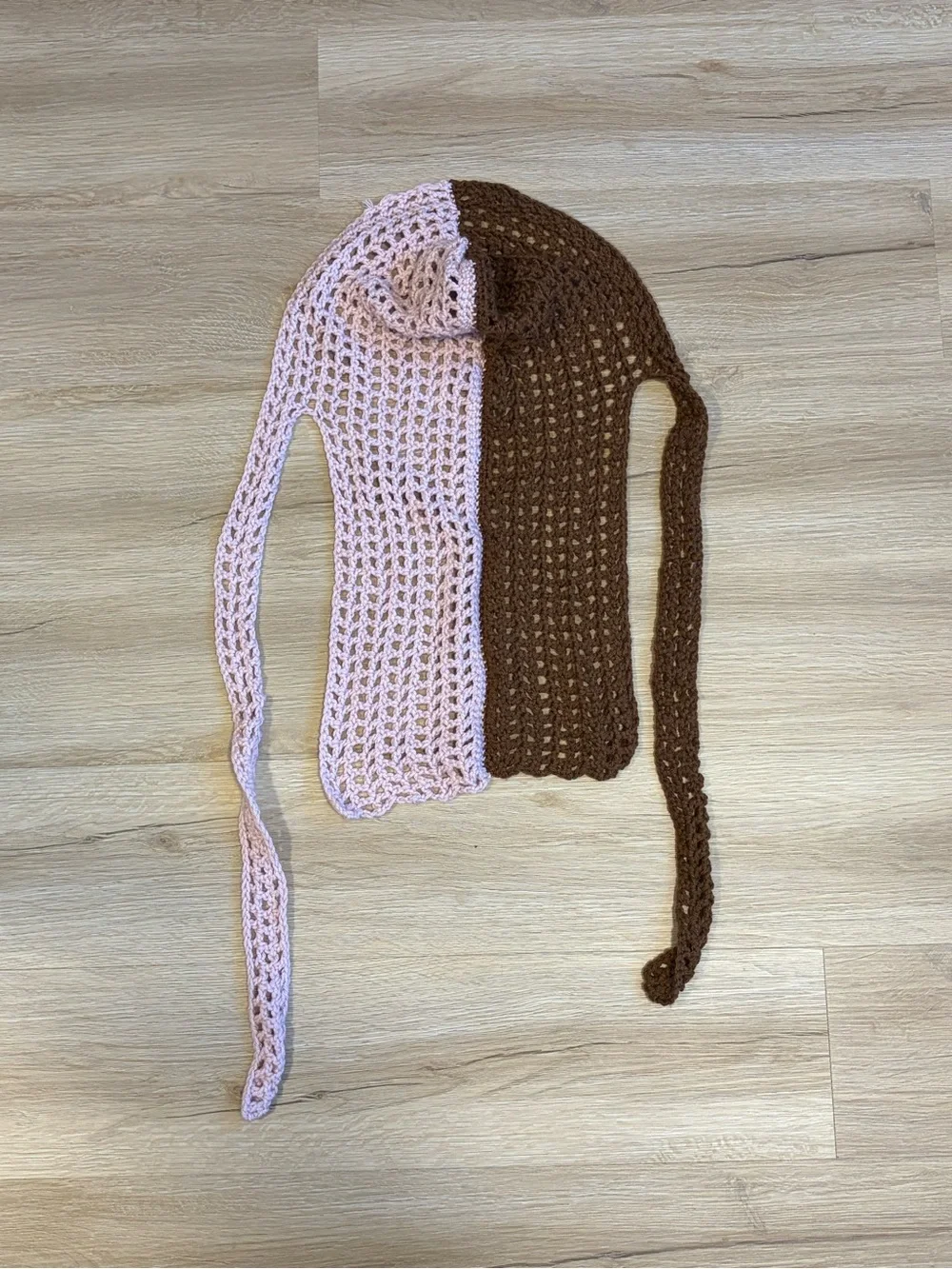 Two-Tone Crochet Durag - Pink & Brown